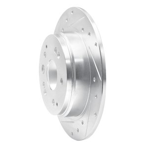 Acura TL Brake Rotor (1) - Rear Left - R1 Concepts - Drilled & Slotted - Silver - `99-`11